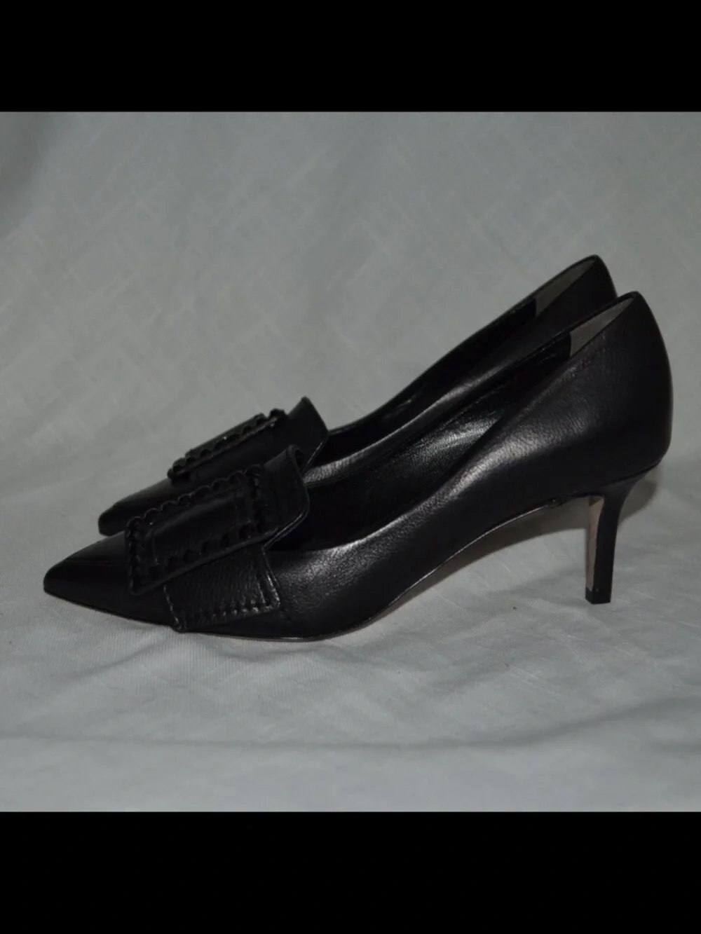 Sz 6.5 Kennel Schmenger Black Leather Buckle Detail Pumps Heels